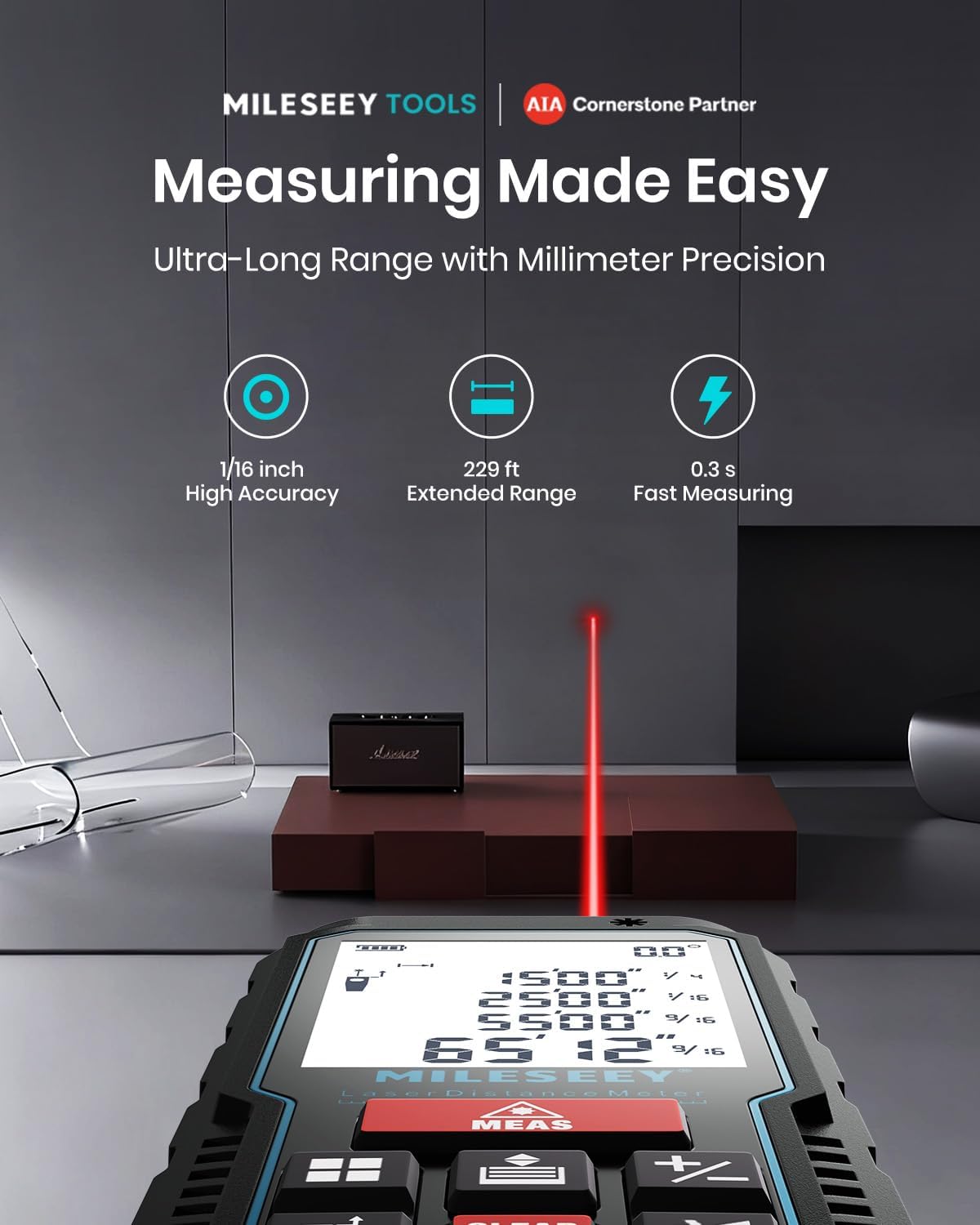 MILESEEY Láser Medidor, Herramienta de Medición Láser con Sensor de Ángulo