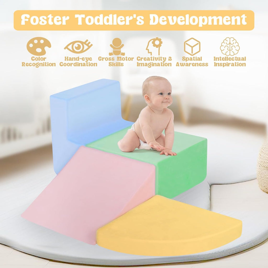 Climbing Toys para 1 Year Old,4-Piece Foam Baby Climbing Blocks para Toddlers