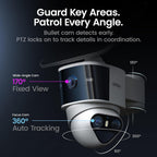 aosu Cámara de seguridad para exteriores T2 Pro 3K Dual Cam, alimentada por