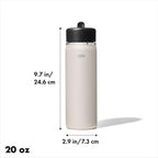 OXO Strive - Botella de agua de boca ancha de 20 onzas con tapa con popote, cuarzo