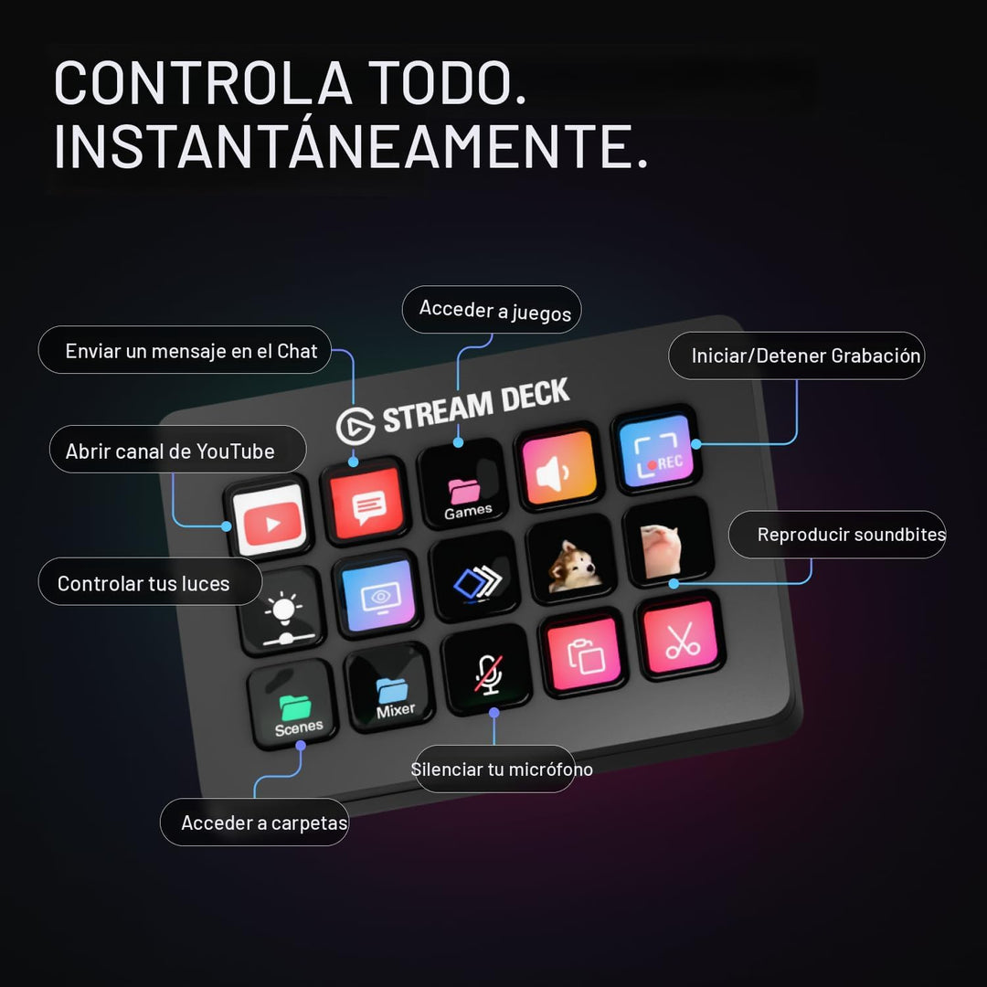 Elgato Stream Deck MK.2 \u2013 Controlador de estudio, 15 teclas ma...