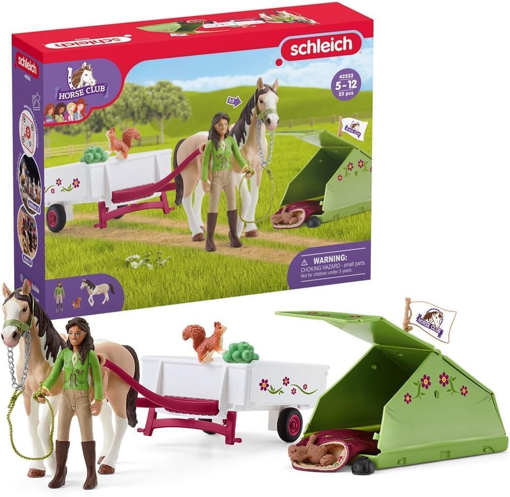 Schleich Horse Club - Set de juego Aventura de camping de Sarah, 23 piezas | 42533