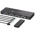 Conmutador KVM HDMI 4 computadoras EDID 4K@60Hz 4 puertos KVM para 4 PC compartiendo 1 monitor y 4 dispositivos USB 3.0 con controlador