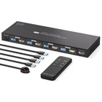 Conmutador KVM HDMI 4 computadoras EDID 4K@60Hz 4 puertos KVM para 4 PC compartiendo 1 monitor y 4 dispositivos USB 3.0 con controlador