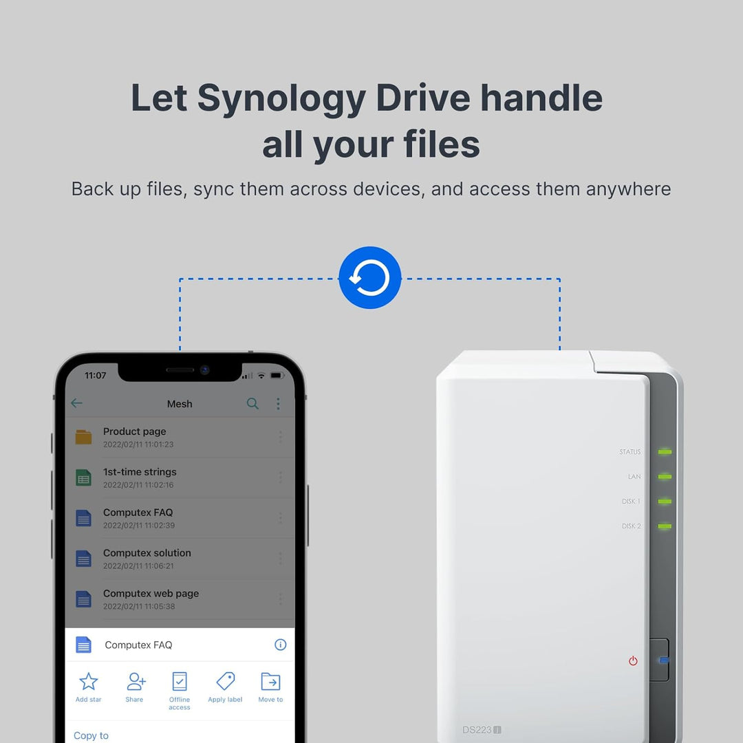 Synology DiskStation DS223j de 2 bahías (sin disco)