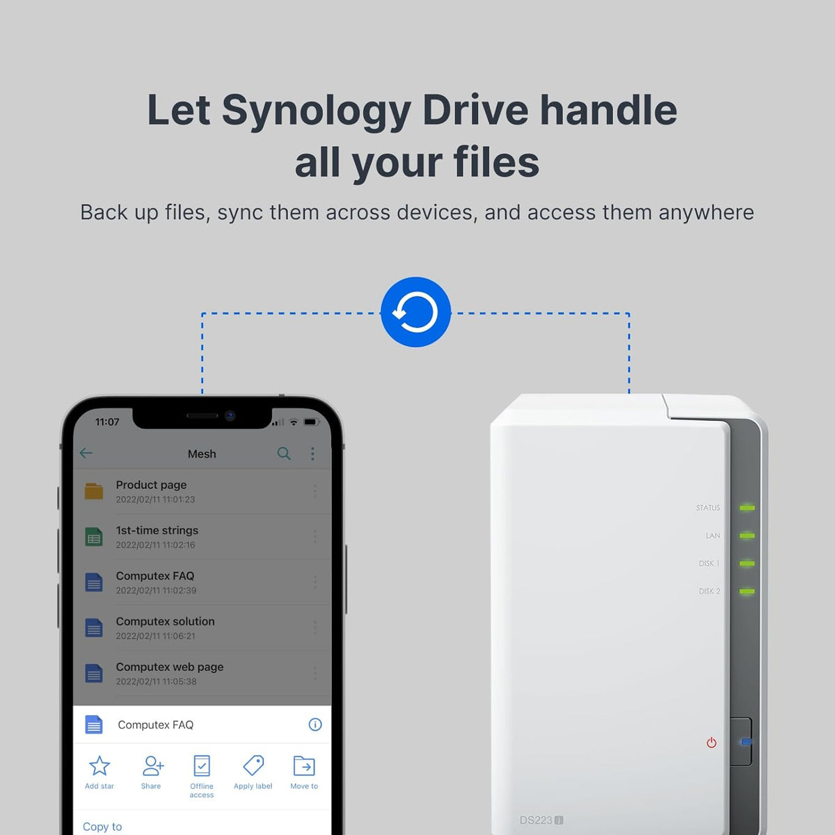 Synology DiskStation DS223j de 2 bahías (sin disco)