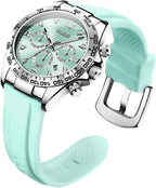OLEVS Relojes de diamante de lujo pequeños para mujer - Pulsera de acero inoxidable, impermeables, analógicos, luminosos, con fecha, relojes de vestir de negocios para damas