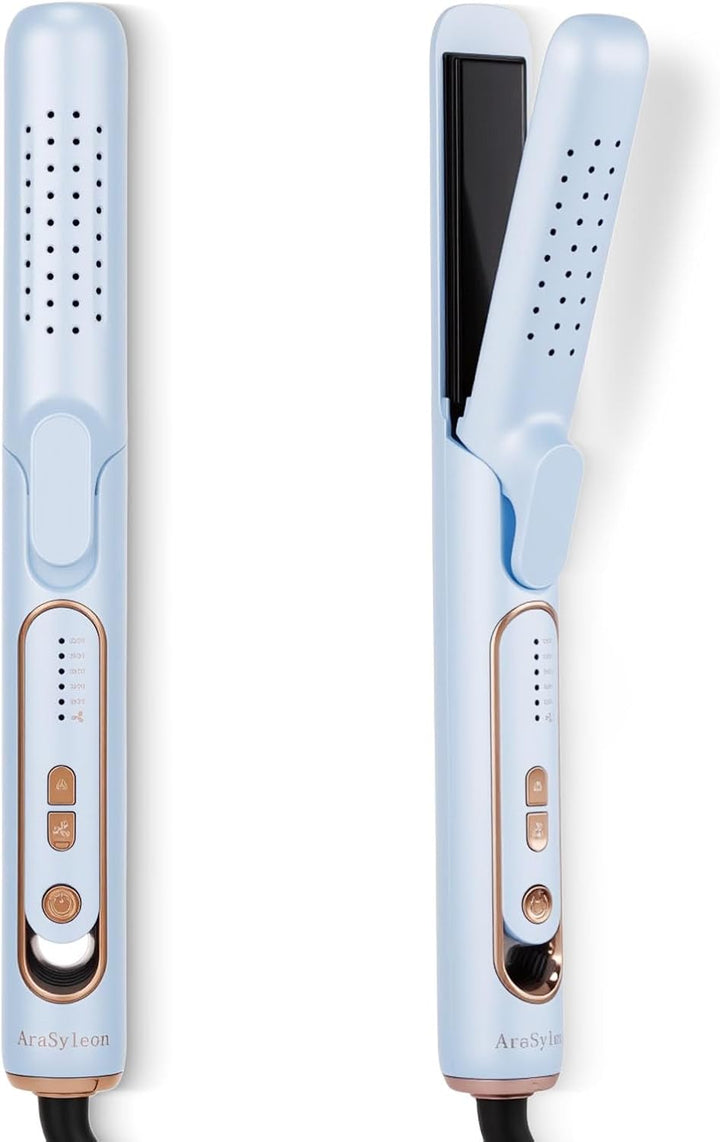 Plancha de pelo 2 en 1 y rizador de pelo con función de flujo de ai...