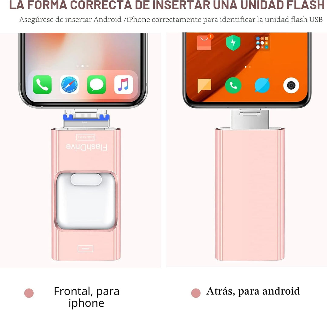 Unidad flash para iPhone 256GB, 4 en 1 memoria USB tipo C, memoria...