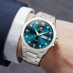 OLEVS Reloj de cuarzo octogonal de acero inoxidable para hombre, resistente al agua, para negocios, casual, de vestir, reloj de pulsera de lujo con diamantes luminosos para el día y fecha, regalo para