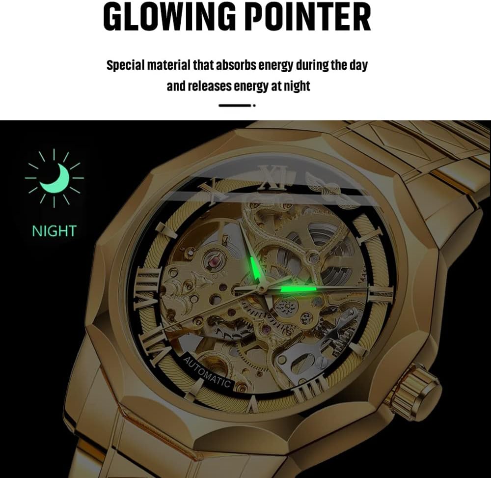 Relojes mecánicos para hombre Tiong, reloj esqueleto automático de lujo para hombres
