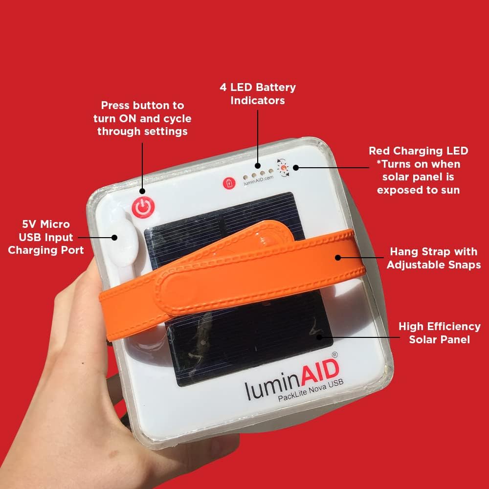 Lámpara LuminAID Nova - Linterna LED solar inflable para camping, senderismo y