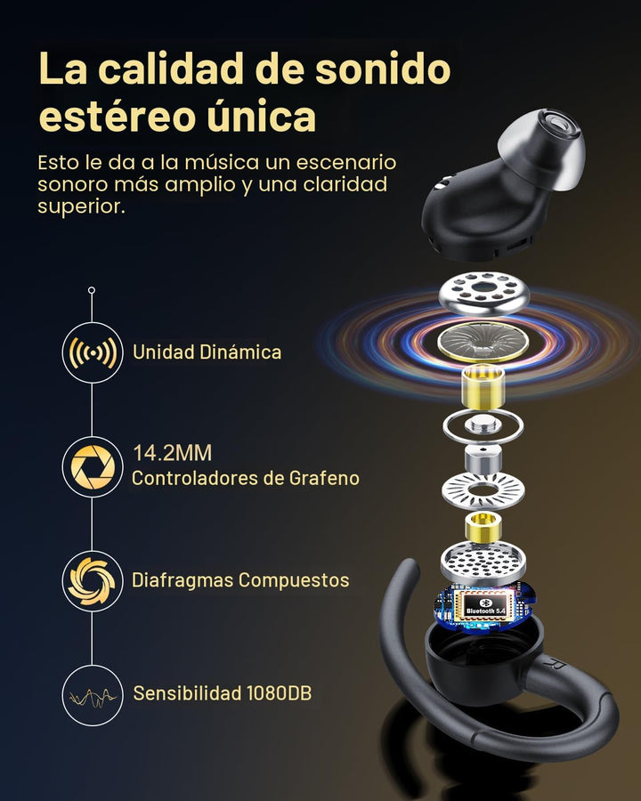Auriculares inalámbricos, auriculares Bluetooth 5.4 deportivos, aur...