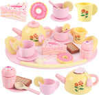 Juego de té de madera para fiestas de té para 3-5 niñas 4-6 6-8
