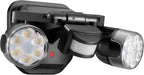 OREiN Luz de seguridad para exteriores con sensor de movimiento, luz LED de doble cabezal ajustable, 3 modos (movimiento/manual/atardecer a amanecer), equivalente a 150 W 5000 K, iluminación exterior impermeable IP65, cableado