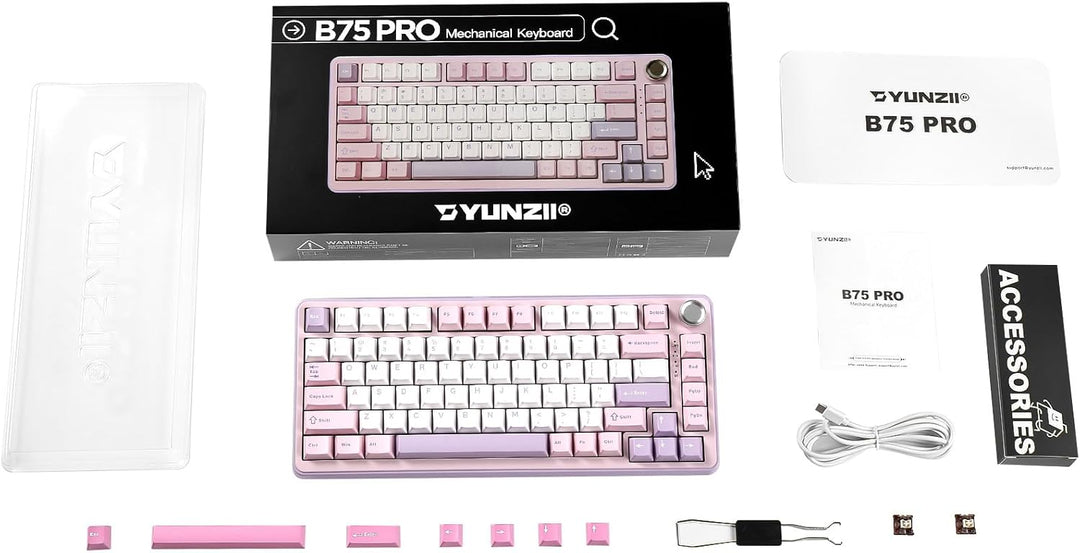 YUNZII Teclado mecánico inalámbrico B75 PRO, diseño del 75 % con pe...