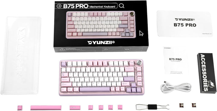 YUNZII Teclado mecánico inalámbrico B75 PRO, diseño del 75 % con pe...