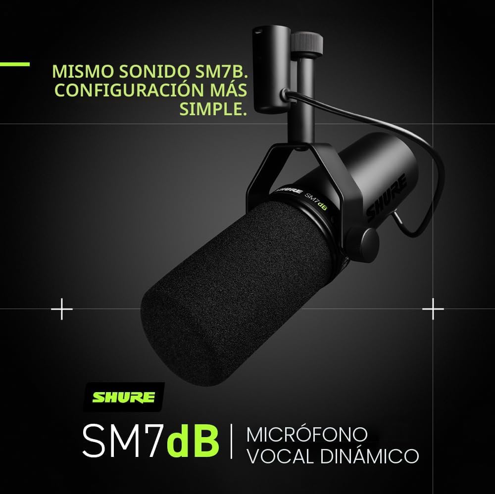 Shure SM7dB - Micrófono vocal dinámico con preamplificador integrad...
