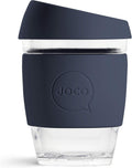 JOCO Taza 12oz - Eco-innovativa de vidrio borosilicato reutilizable, estilo clásico - (Mood Indigo)