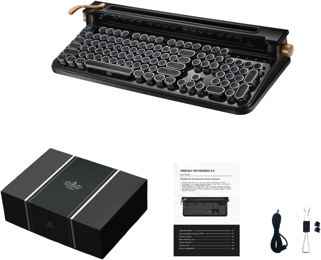 Teclado FINEDAY 2.0 Plus, Inalámbrico 2.4G y Bluetooth, 104 Teclas,...