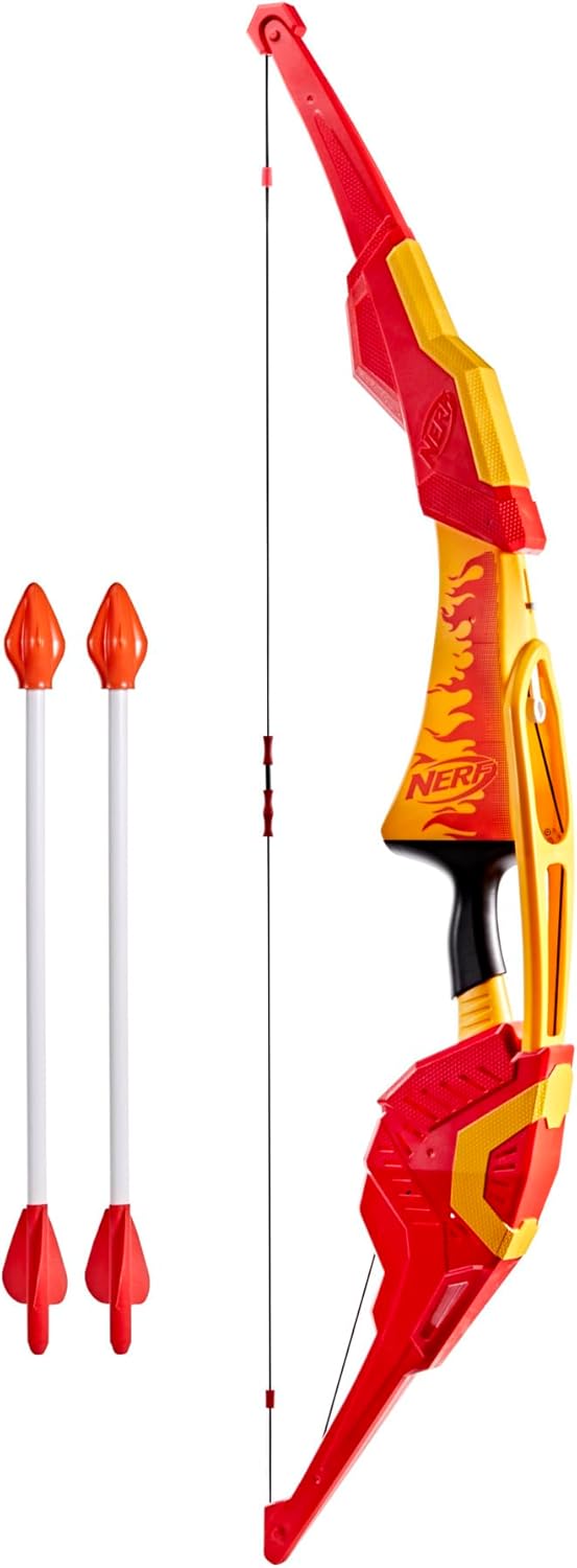 Nerf Pyrostrike Megabow, arco de 42 pulgadas dispara flechas de hasta 105 pies, 2 con puntas suaves, juguetes para niños al aire libre, a partir de 10 años (exclusivo de Amazon)