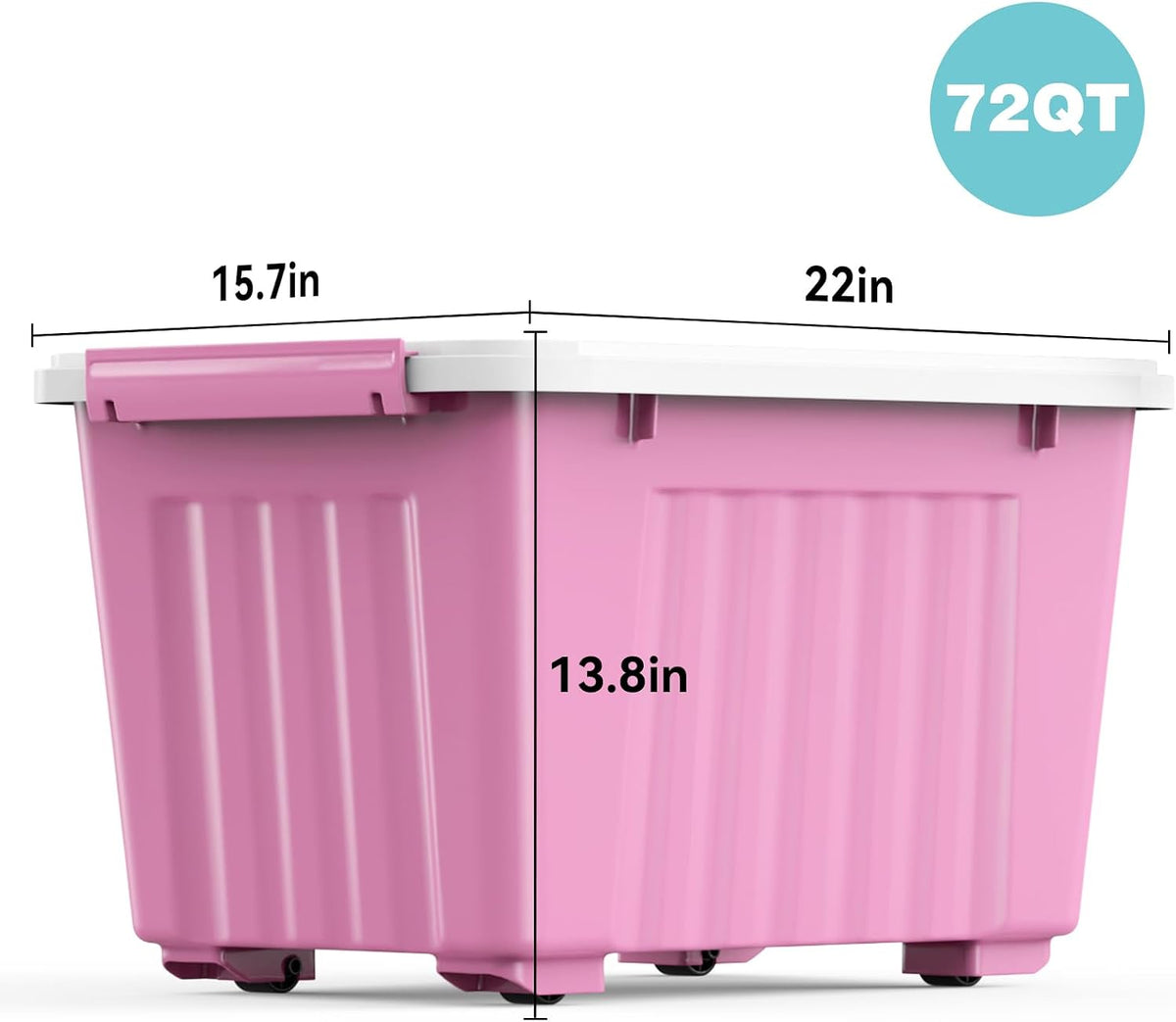 Nazhura Contenedor de almacenamiento de plástico, cajas de almacenamiento apilables y encajables con tapas blancas y hebillas de cierre seguras, contenedor de almacenamiento grande (rosa/blanco, 72