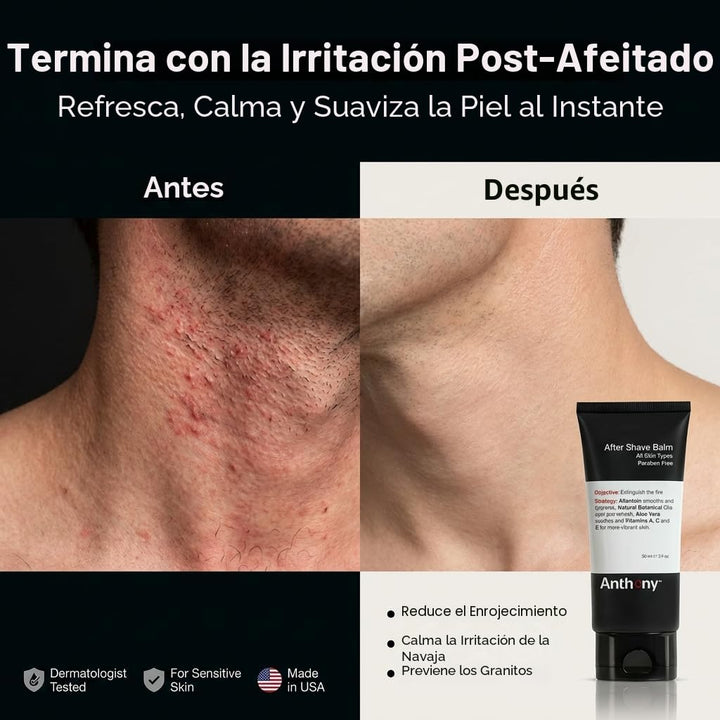 Anthony Bálsamo para después del afeitado para hombres, loción refr...