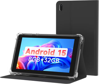 WUIUHOU Tablet Android 15 de 7 pulgadas, tablet con funda, 8 GB de...