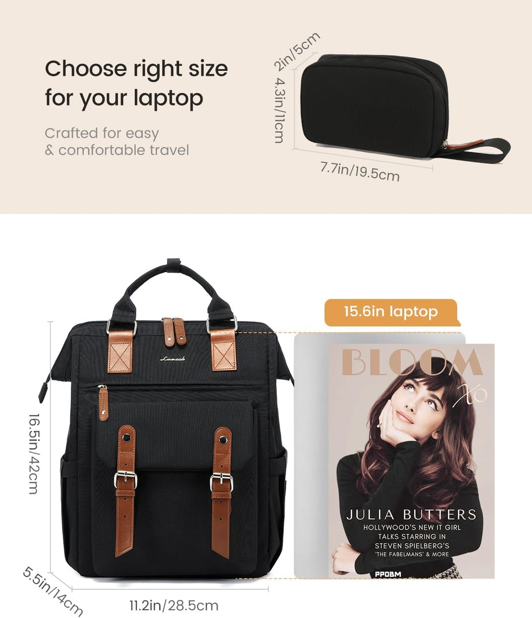 LOVEVOOK - Mochila para laptop, para viaje de trabajo, bolso de enf...