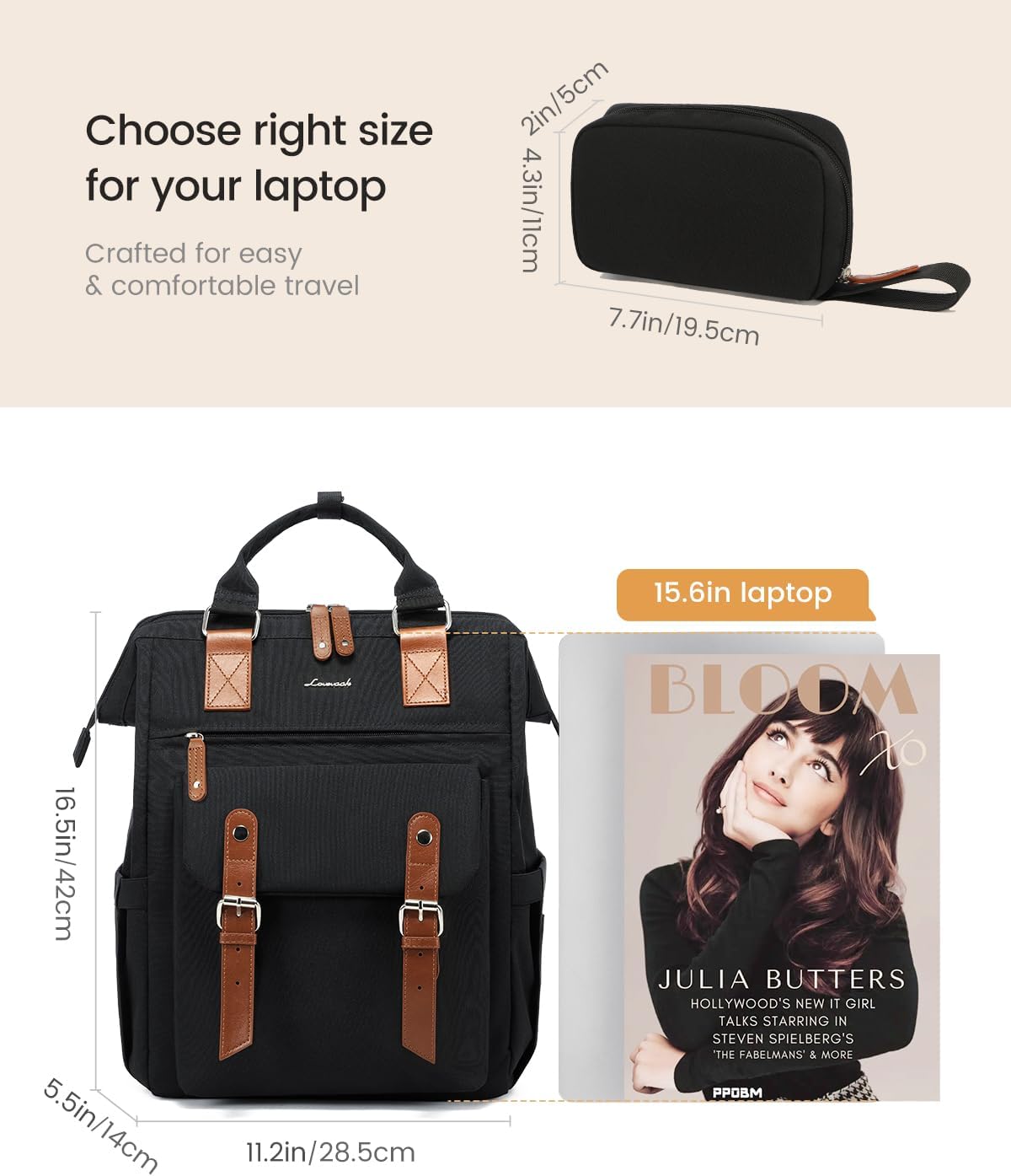 LOVEVOOK - Mochila para laptop, para viaje de trabajo, bolso de enf...