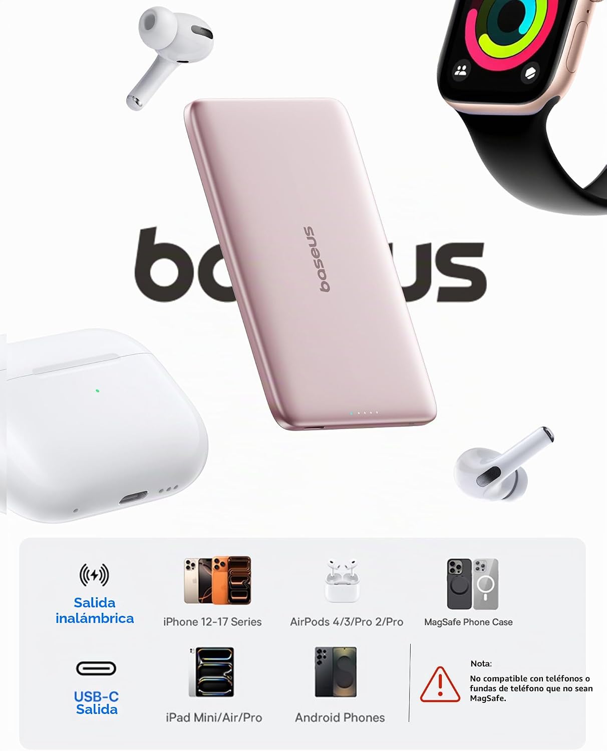 Baseus Picogo Power Bank - Cargador portátil MagSafe ultra delgado...