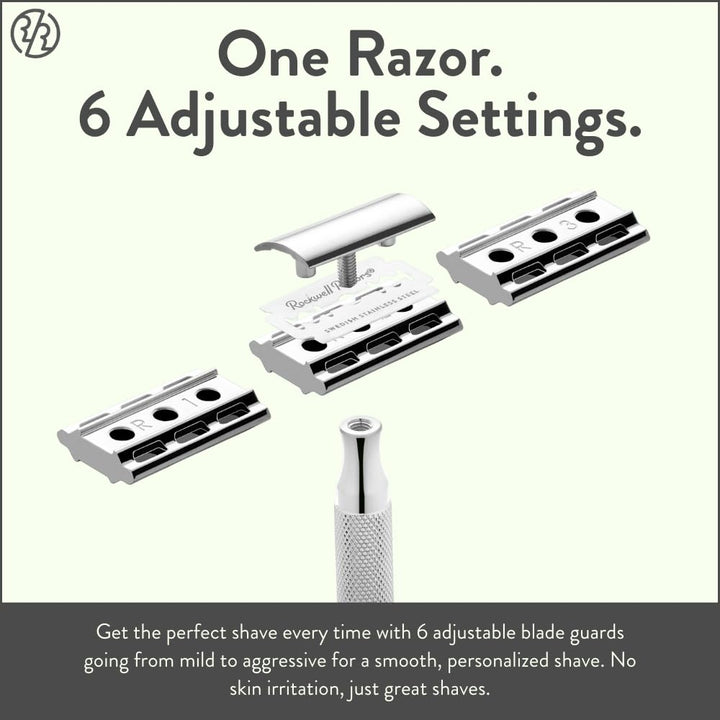 Maquinilla de afeitar de seguridad Rockwell Razors 6C de cromo blan...