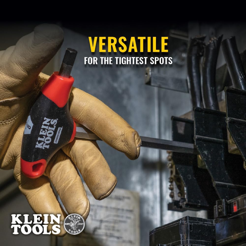 KLEIN TOOLS JTH610E Juego de llaves Allen de mango en T, tamaños SAE en pulgadas, juego de llaves Allen con hojas de 6 pulgadas, soporte incluido, 10 piezas