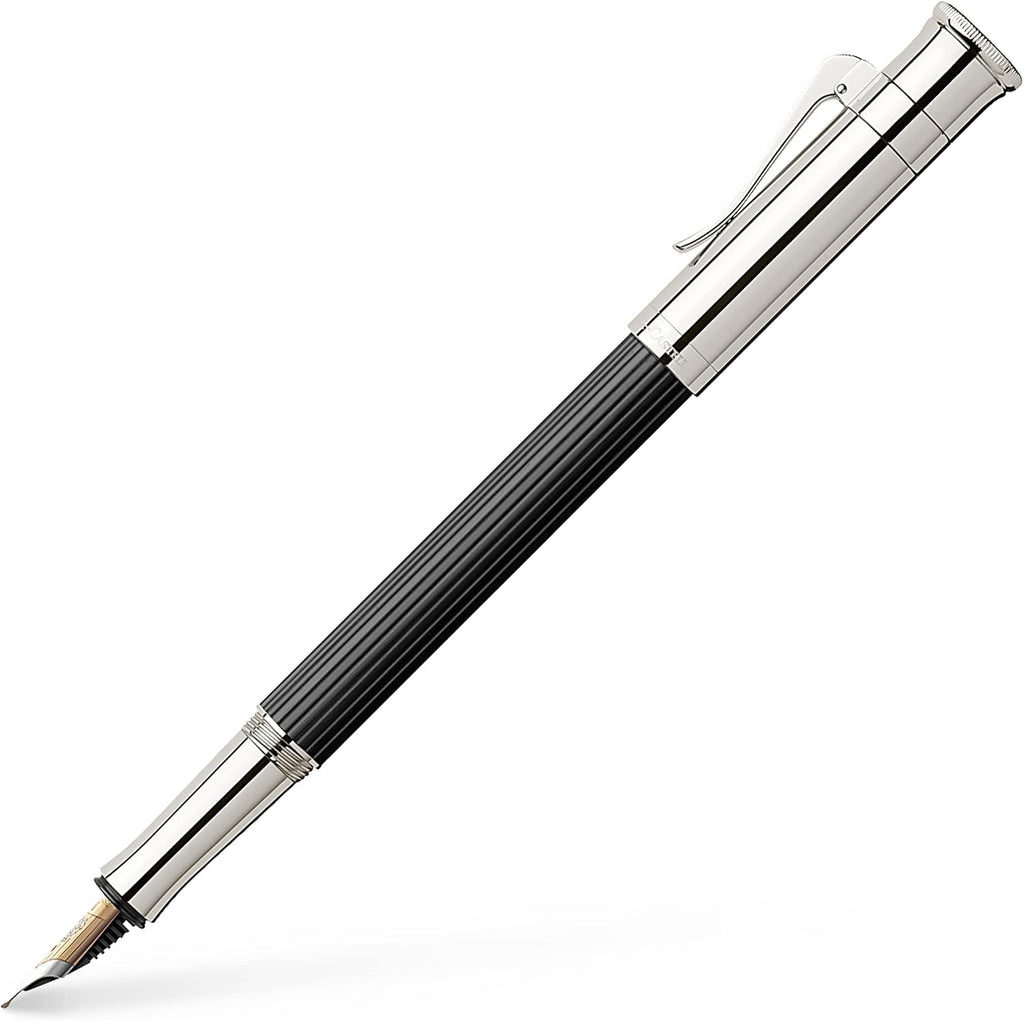 Graf von Faber-Castell Pluma estilográfica mediana clásica plateada platino