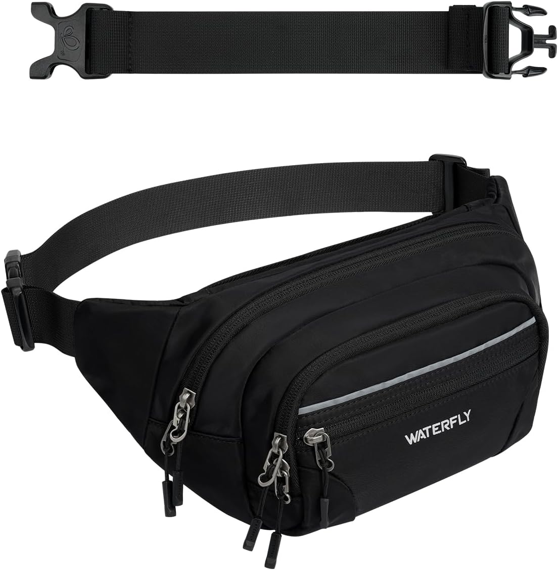 WATERFLY Riñonera RFID de 3.5L: Riñonera cruzada antirrobo de gran capacidad con correa extensora, 5 bolsillos con cremallera, cintura para hombres y mujeres, viajes diarios, senderismo y caminar