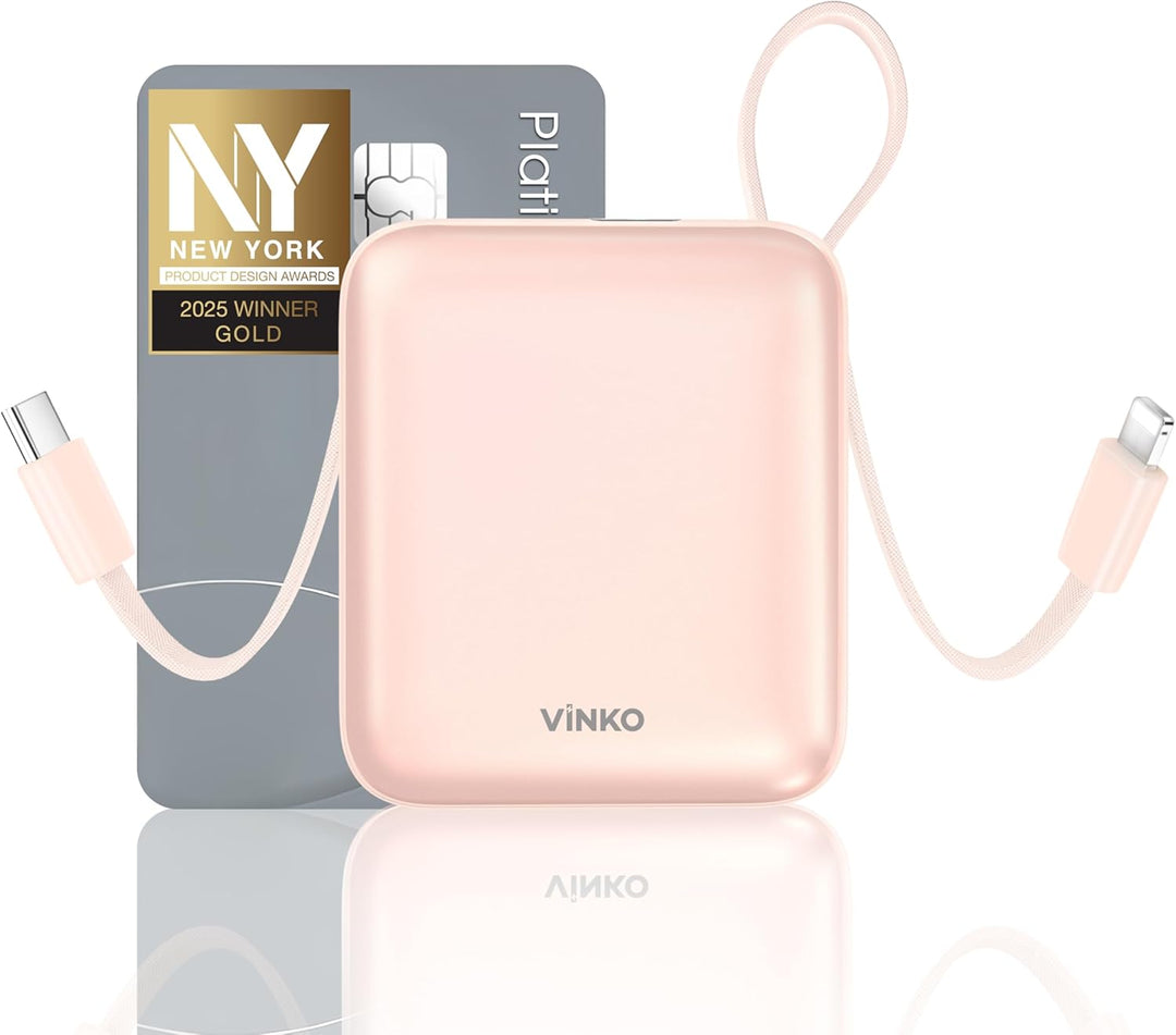 VINKO Banco de energía de 10000 mAh, cables integrados, carga rápid...