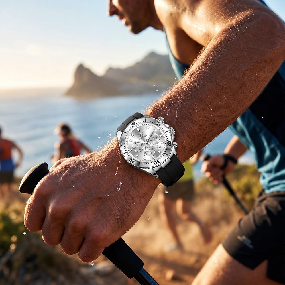 OLEVS Relojes para hombres con correa negra, Reloj cronógrafo profesional para hombres