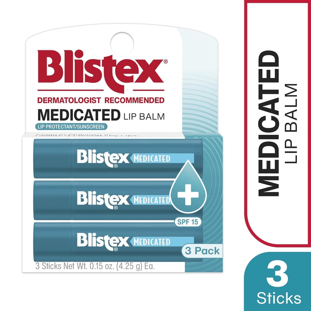Blistex Bálsamo labial medicado, 0.15 onzas, 3 unidades (paquete de...