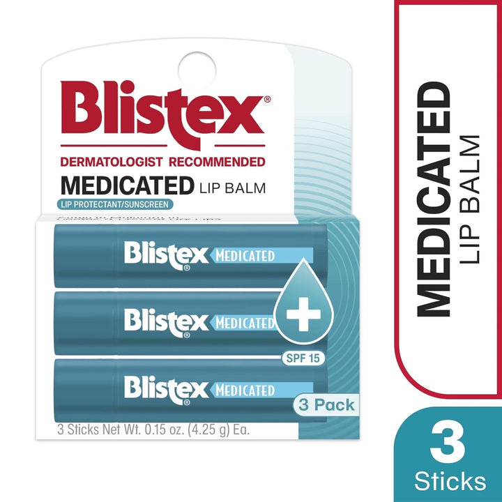 Blistex Bálsamo labial medicado, 0.15 onzas, 3 unidades (paquete de...