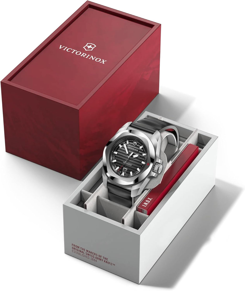 Victorinox I.N.O.X. Reloj automático de caucho negro con esfera negra 1.614 in - 242039
