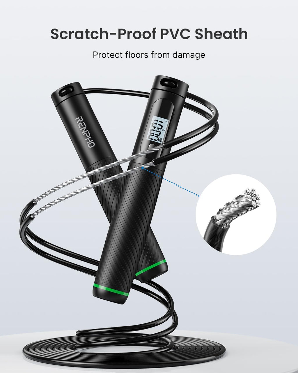 RENPHO Smart Jump Rope Inalámbrico con Contador, Seguimiento de Datos en la App