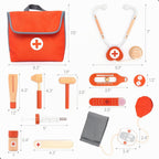 UMU® Mini kit médico de madera para niños – 14 piezas de juego médico para niños pequeños con estetoscopio, jeringa, bolsa de médico, manguito de presión arterial y más – juego de simulación para niños y niñas de 3, 4, 5, 6 años