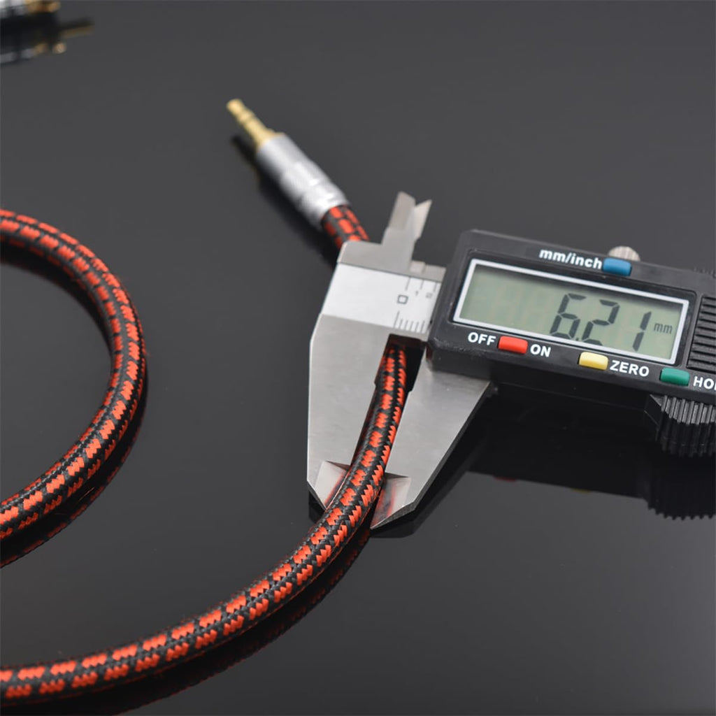 Audiophile - Cable de audio auxiliar de cobre de alta pureza, macho de 0.138 in a macho de 0.138 in, cable auxiliar de audio estéreo chapado en oro (recto a ángulo recto, 6.6 ft)