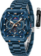 OLEVS Relojes para Hombres Business Dress Chronograph Cuadrado Grande Analógico con Correa de Silicona a prueba de agua con Fecha Regalo para Hombre Reloj de Muñeca Plateado