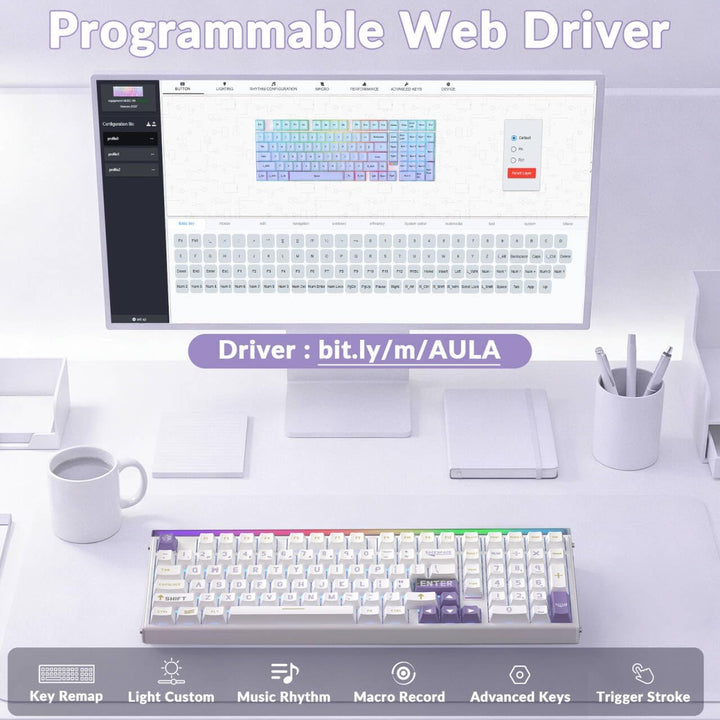AULA Hero 99 - Teclado con cable para juegos, teclado de efecto Hal...