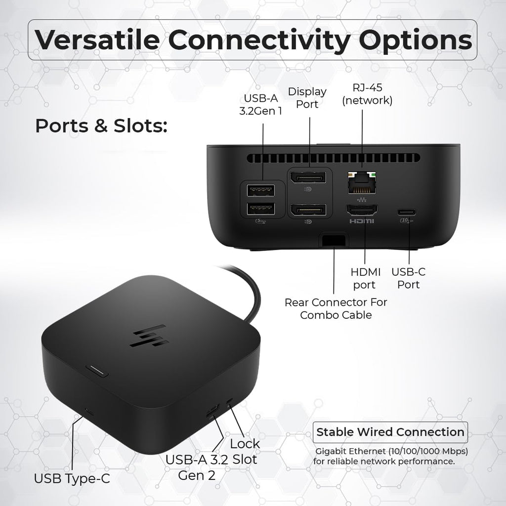 Estación de acoplamiento USB-C G6 de 100 W con puertos HDMI, DisplayPort y