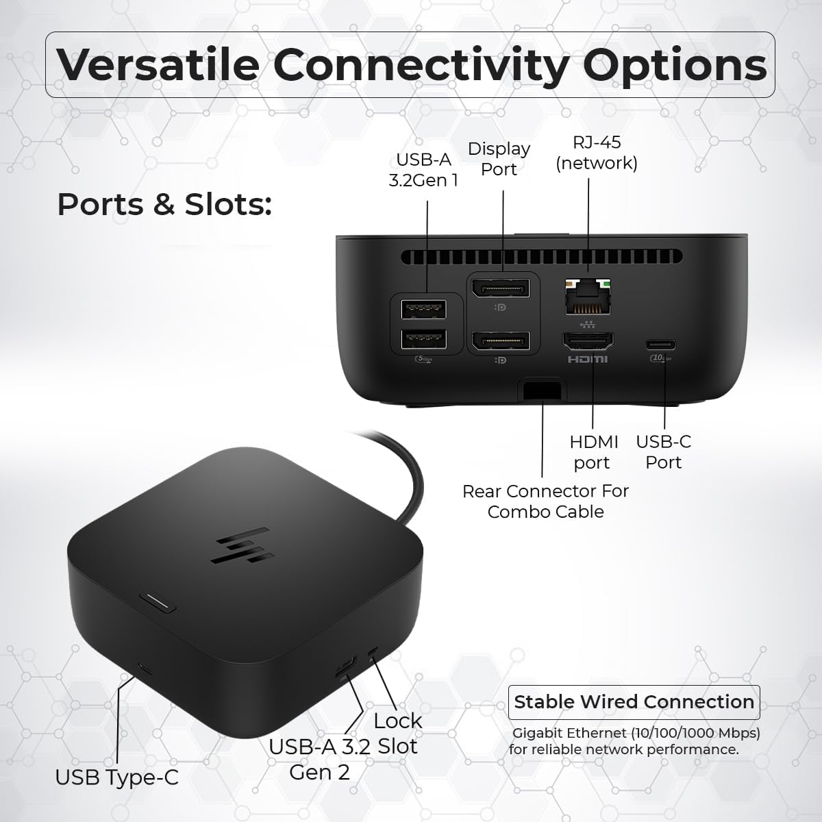 Estación de acoplamiento USB-C G6 de 100 W con puertos HDMI, DisplayPort y