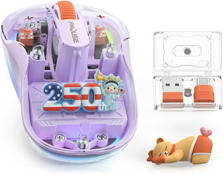 FMOUSE Ratón inalámbrico transparente, regalo del 4 de julio, 250 e...