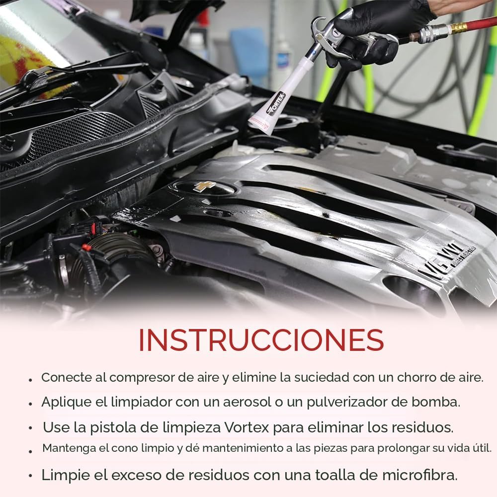 HI-TECH - Pistola de limpieza de aire Vortex II – Herramienta profesional de detalle automático para limpieza profunda de interiores y exteriores – Utiliza compresor de aire – Elimina polvo, suciedad