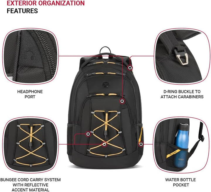 SwissGear 1186 Travel Gear Mochila Bungee Ligera, Negro\/Dorado, 17...